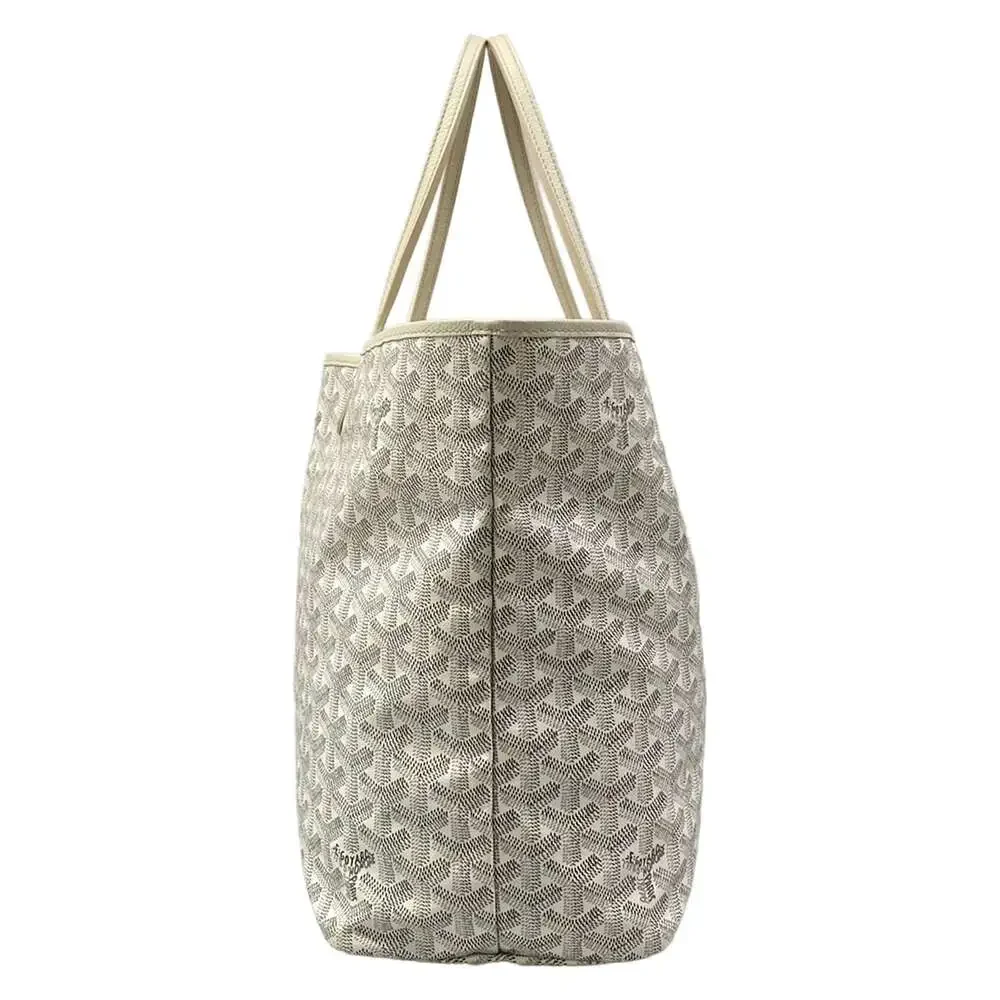 Goyard Saint Louis PM Tote Bag White Gray Light gray Coated Canvas Leather